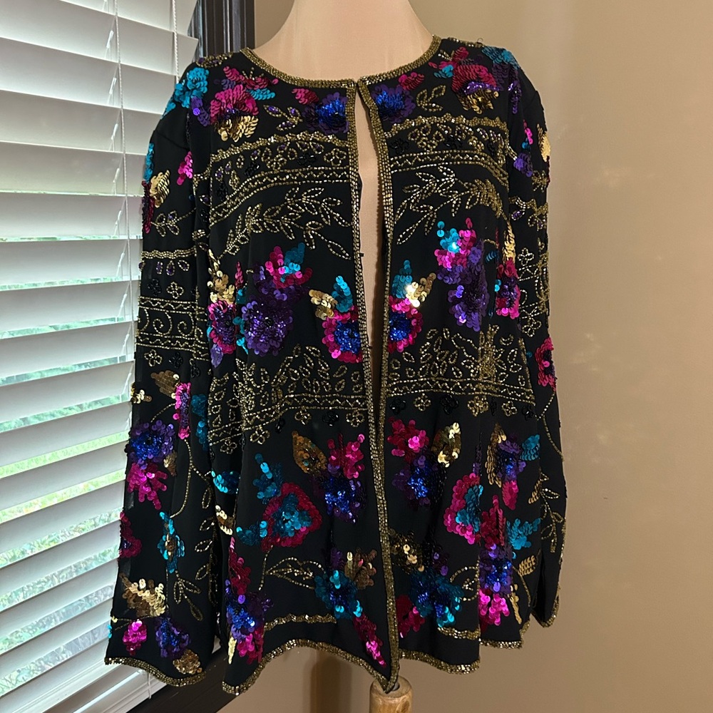 Embellished Black Sequin Jacket - Picture 2 of 5